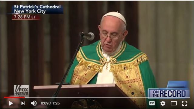 Capture - Pope Francis at St. Patrick Catholic Church in New York City clip no. 2