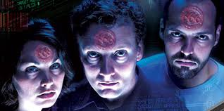 Three people with the Mark of the Beast on their foreheads