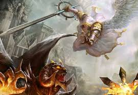 The Battle between Good and Evil with Angels and Demons illustration