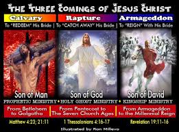 The Three Comings of Jesus Christ -- Calvary, Rapture and Armageddon