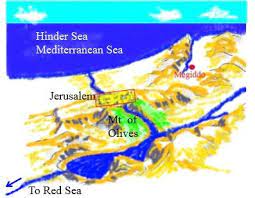 3D Map of Jerusalem and the Mount of Olives with the River of Ezekiel 47