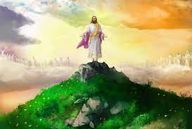 The Lord Jesus at the top of a Hill illustration