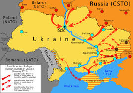 Russian Invasion of Ukraine on the map of Ukraine