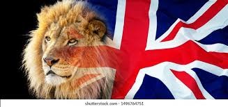 British Barbary Lion and British Flag Image
