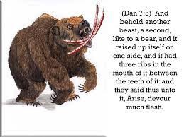 Daniel 7 vs. 5 -- A Bear with three Ribs in its Mouth