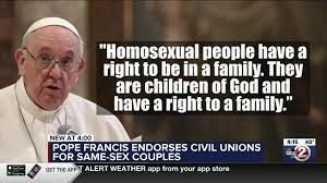 WBAY -- Pope Franics endorses Civil Unions for same-sex couples
