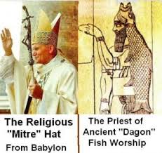 27.) A.) Double Porrtion Inheritance -- The Religious Mitre Hat From Babylon -- The Priest of Ancient -- Dagon -- Fish Worship
